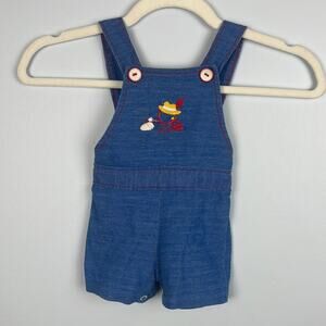Vintage baby duck knapsack embroidered short overalls shortalls